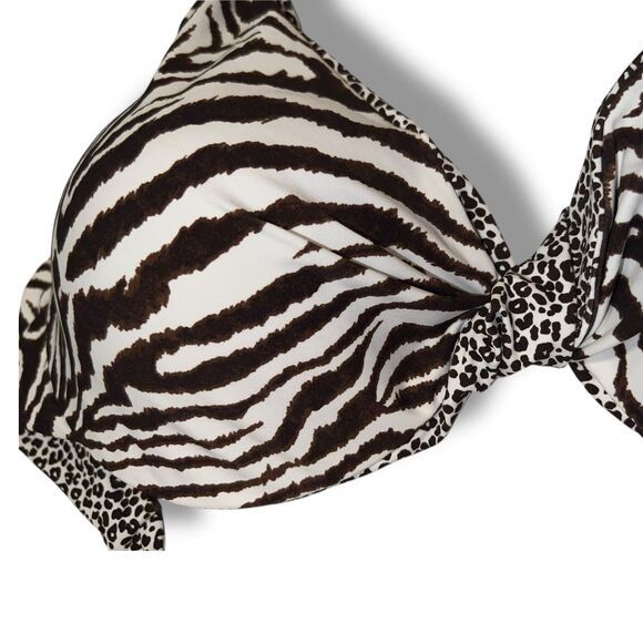 Zebra Print Bikini Top 36C 38C Cheetah Print Reversible NWT - Picture 4 of 12